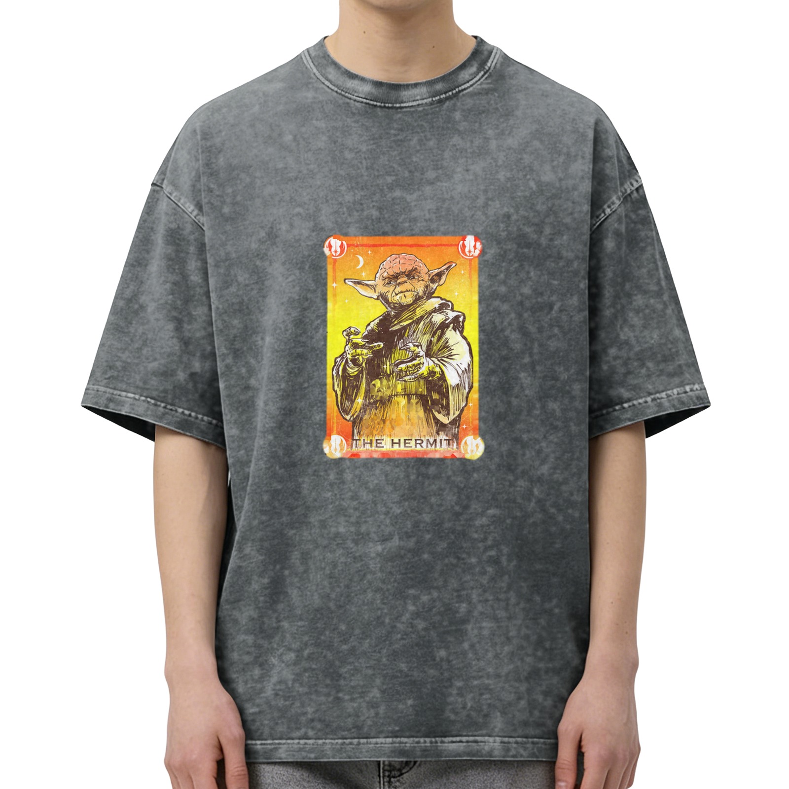 Yoda The Hermit Tarot Card Graphic Stonewashed T-Shirt