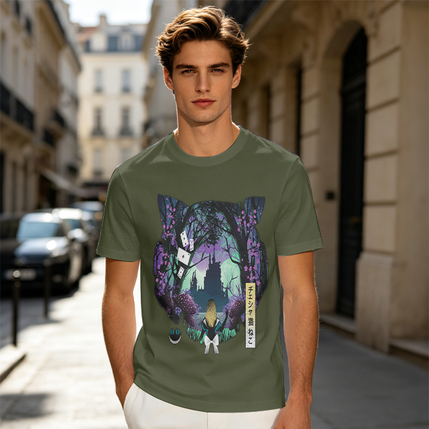 Cheshire Cat Wonderland Forest Graphic Tee