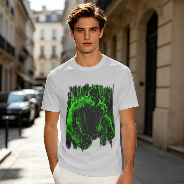 Olive Green T-Shirt With Glowing Green Hulk Graphic Print