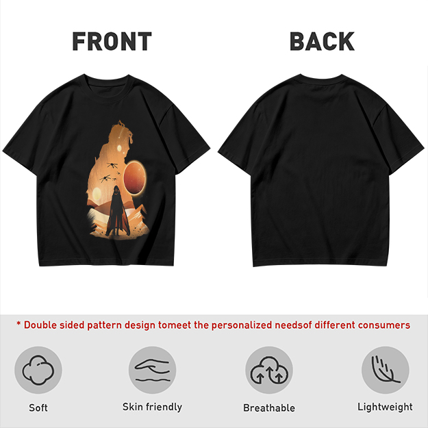 Olive T-Shirt With Desert Sci-Fi Silhouette Graphic Print