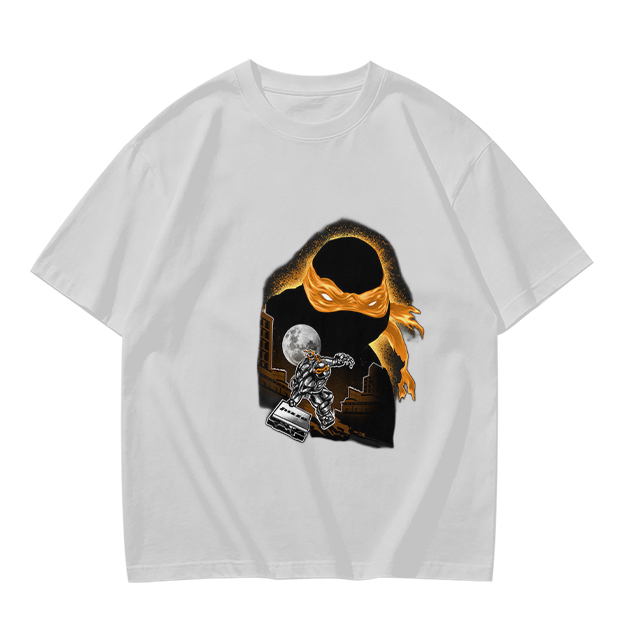 Olive T-Shirt with Orange Masked Ninja Turtle Graphic