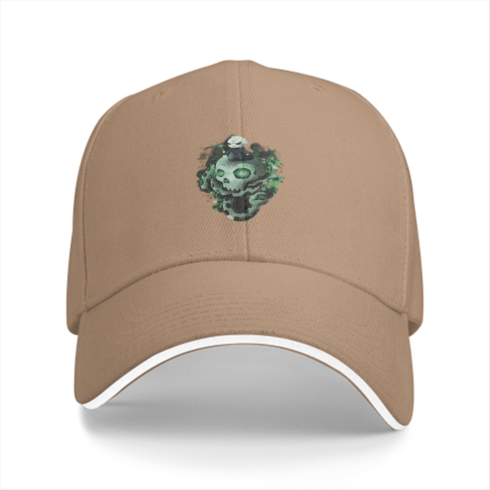 Black Baseball Cap With Glowing Green Skull Graphic