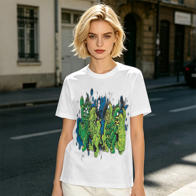 Olive Green T-Shirt With Abstract Green Monster Graphic Print