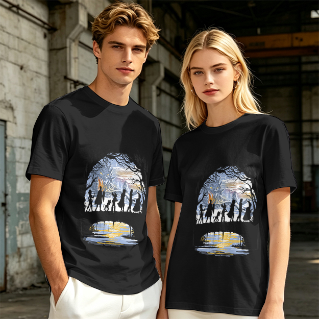 Olive T-Shirt With Fantasy Adventure Silhouette Art Print