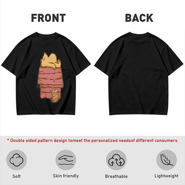 Olive T-Shirt with Bear Napping on Honey Pot Print
