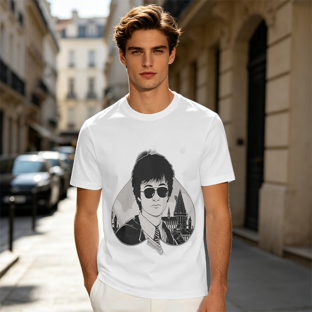 Olive Green T-Shirt With Harry Potter Wearing Sunglasses Print
