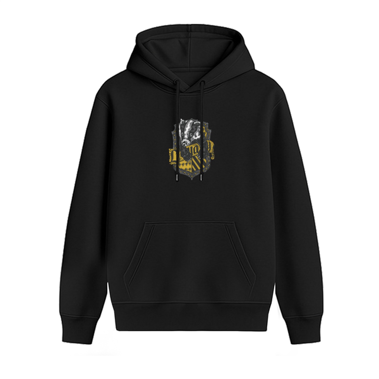 Black Hufflepuff Crest Hoodie for Harry Potter Fans