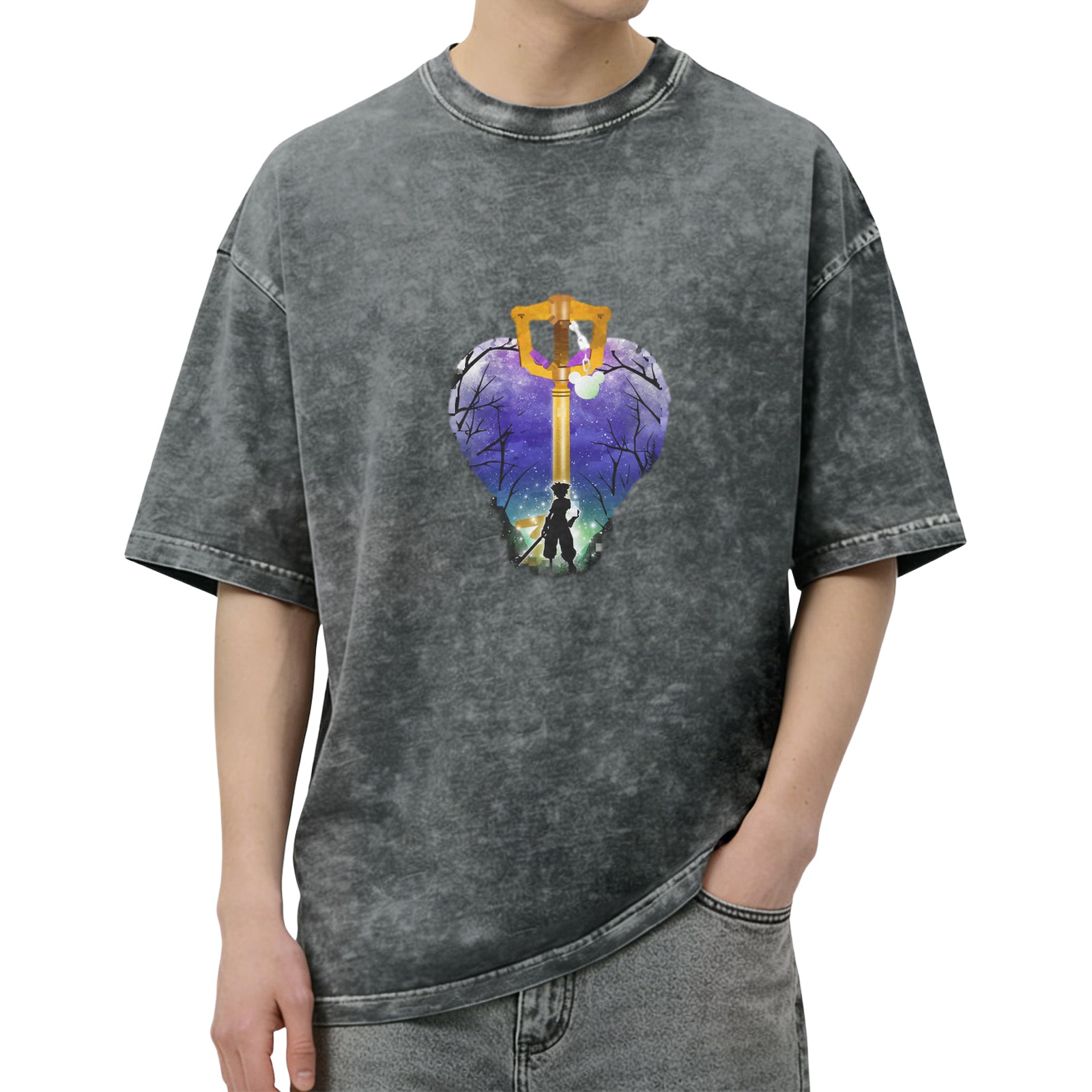 Kingdom Hearts Keyblade Heart Silhouette Graphic T-Shirt