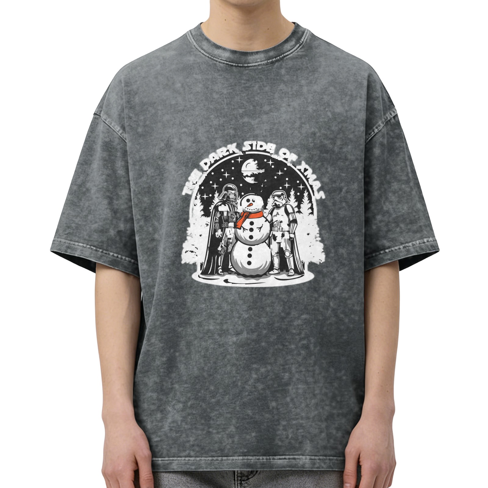 Dark Side of Xmas Star Wars Snowman Graphic T-Shirt