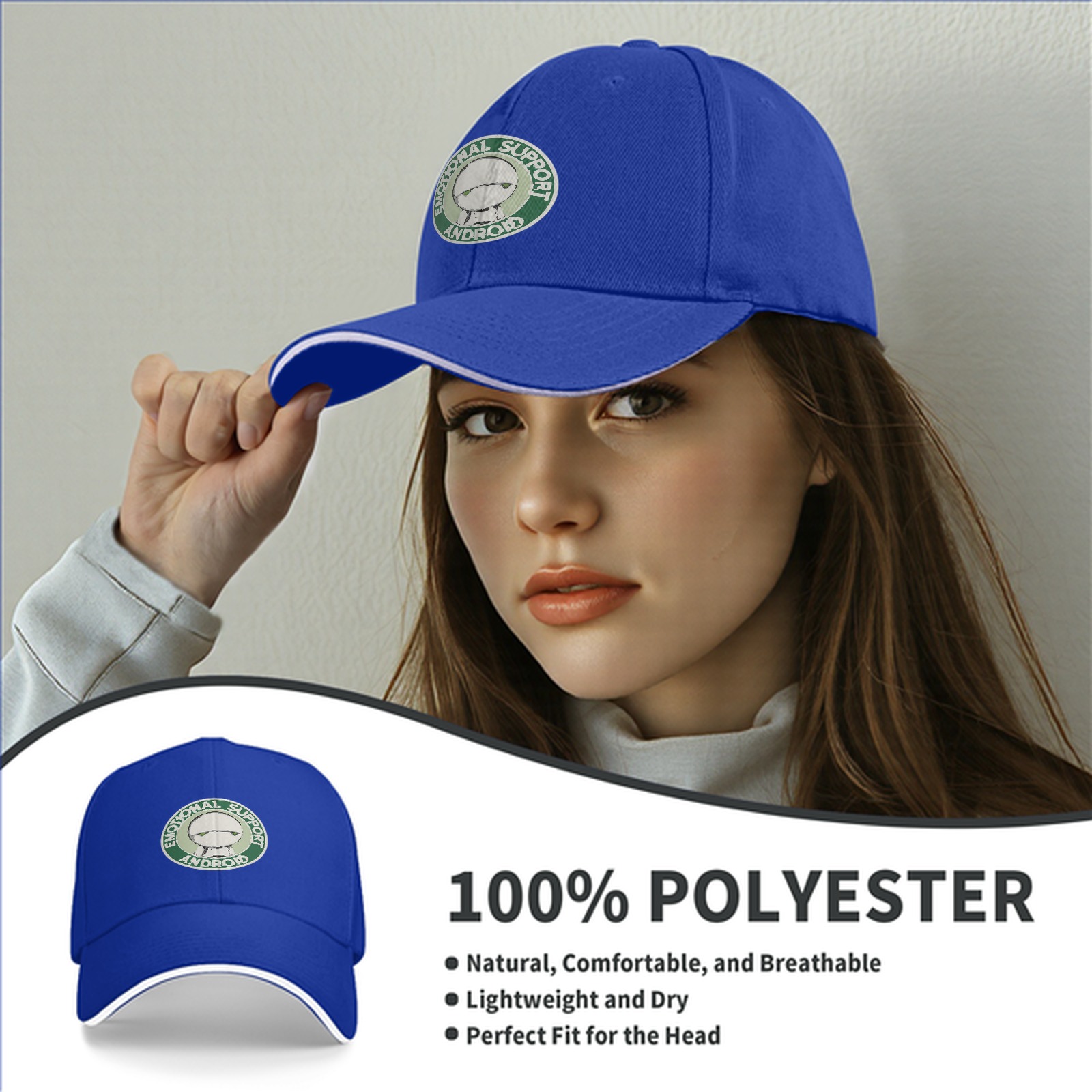 Emotional Support Android Marvin Black Baseball Cap