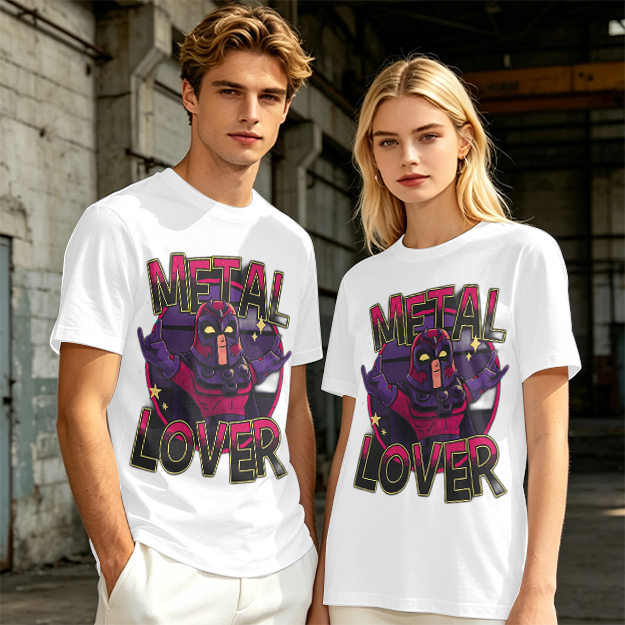 Olive Green T-Shirt with Metal Lover Super Villain Graphic