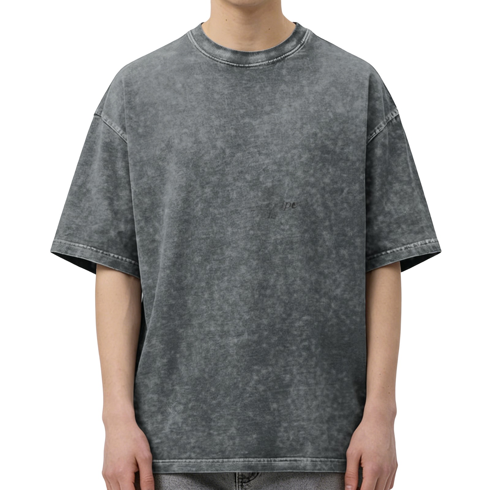 Oversized Black Acid Wash Short Sleeve Crewneck T-Shirt
