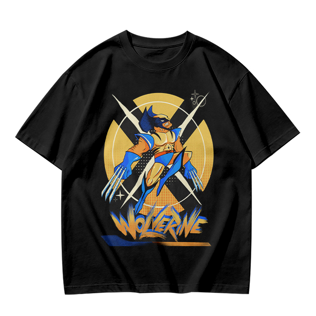 Olive Wolverine Graphic T-Shirt Featuring X-Men Symbol Art