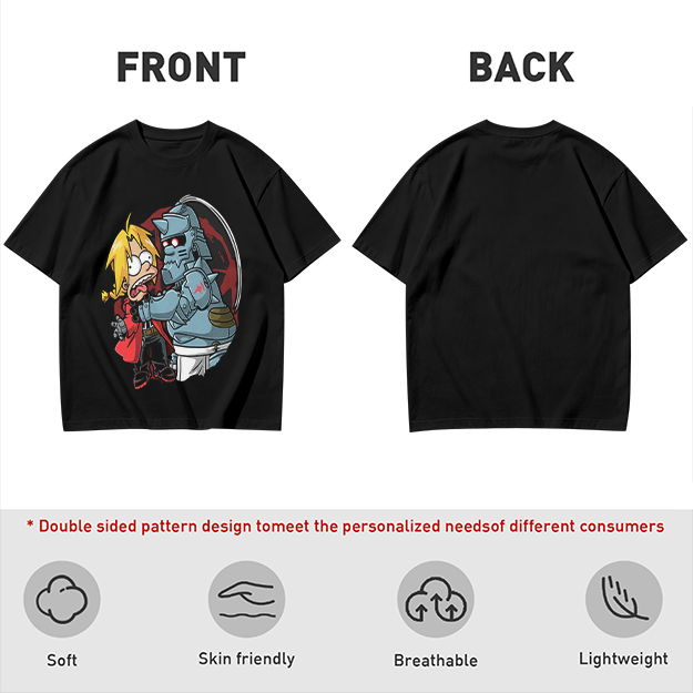 Fullmetal Alchemist Elric Brothers Cartoon Graphic T-Shirt