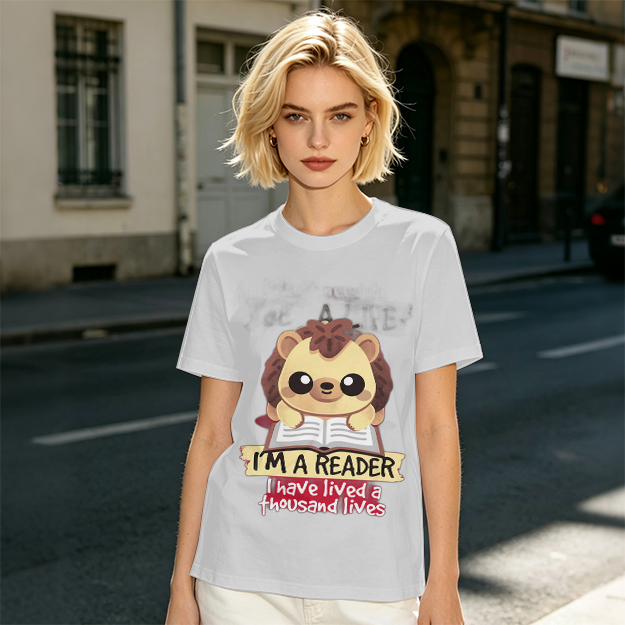 Hedgehog Reading Book I'm A Reader Thousand Lives T-Shirt