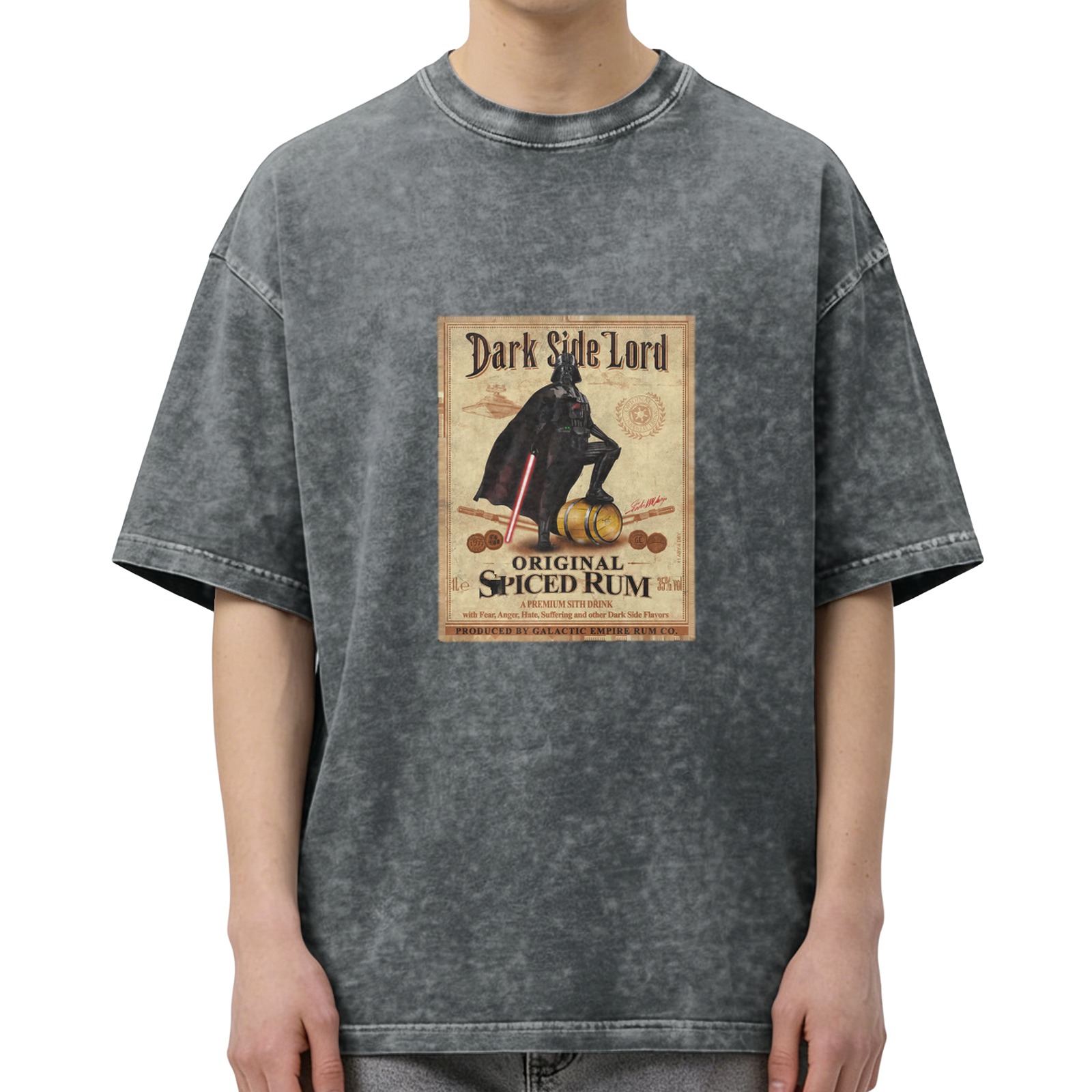 Dark Side Lord Spiced Rum Graphic Vintage Wash T-Shirt