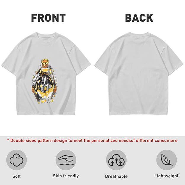 Olive T-Shirt With Cute Badger In Potion Bottle Graphic