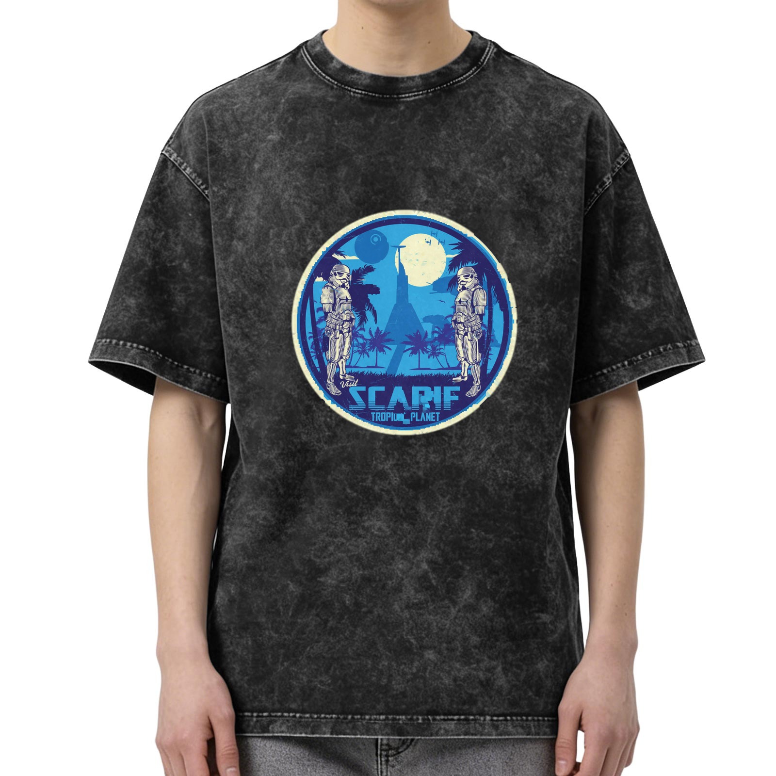 Star Wars Scarif Tropic Planet Stormtrooper Acid Wash T-Shirt