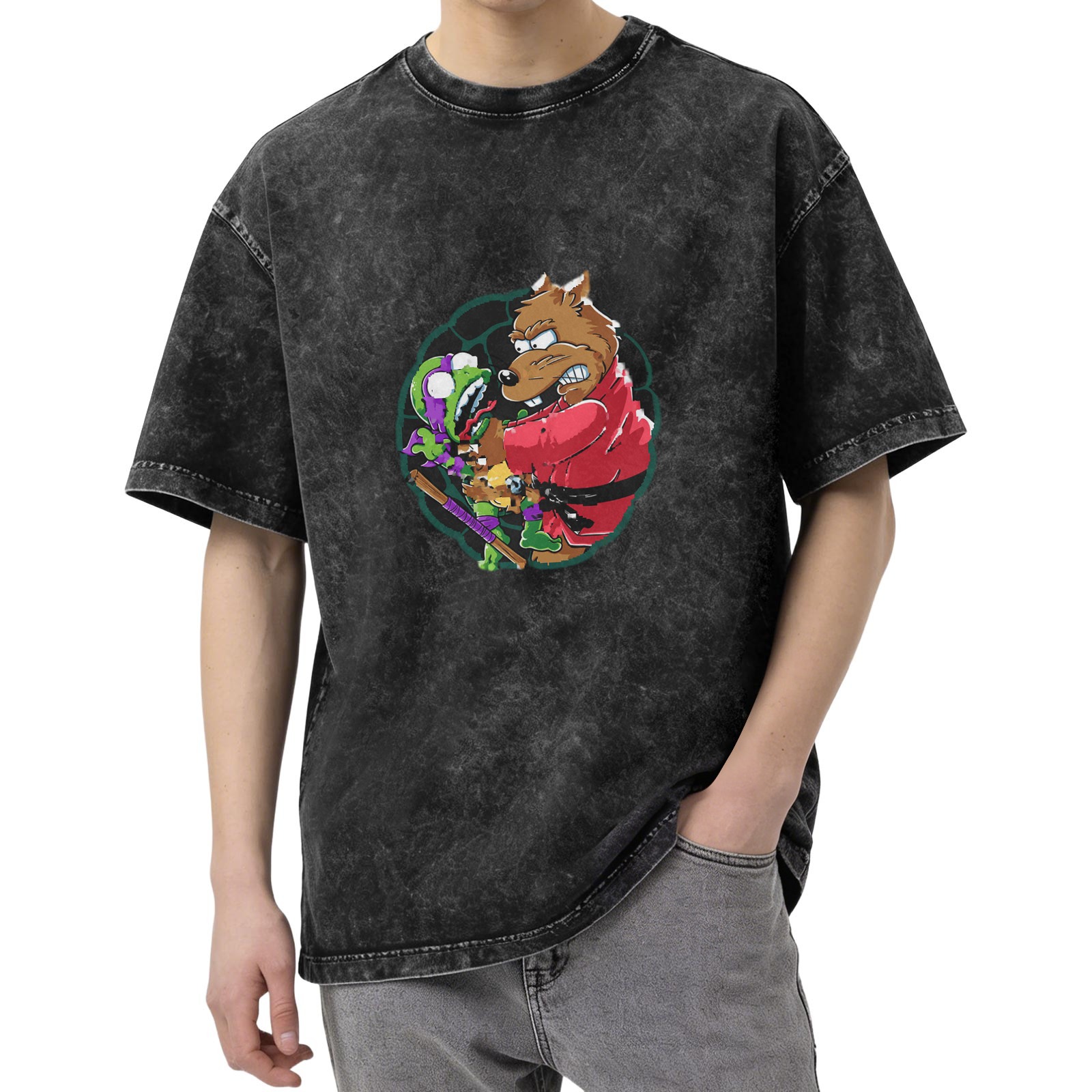 Teenage Mutant Ninja Turtles Splinter Graphic Acid Wash T-Shirt