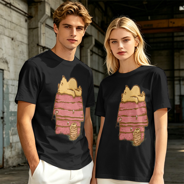 Olive T-Shirt with Bear Napping on Honey Pot Print