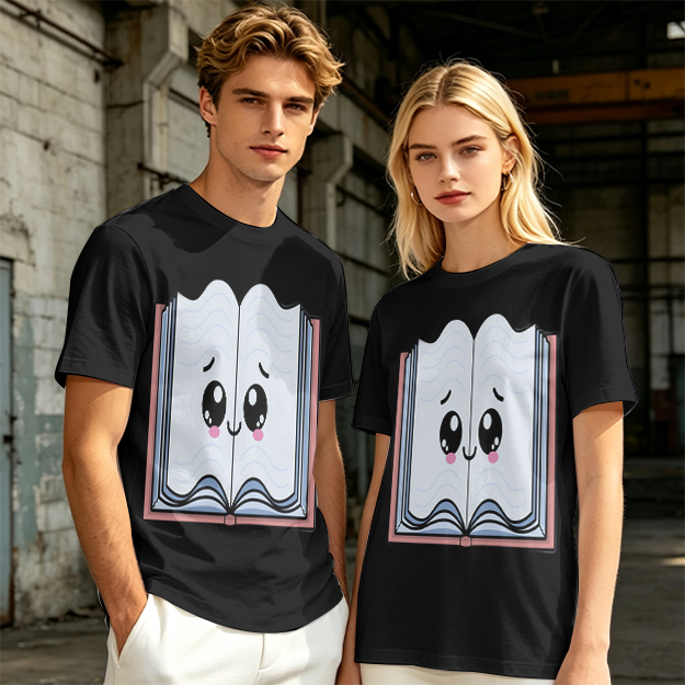 Olive T-Shirt With Cute Smiling Open Book Graphic Print