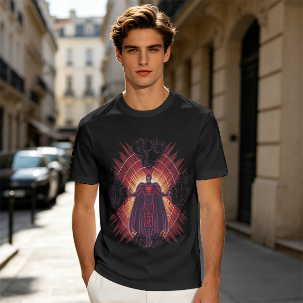 Olive T-Shirt With Superhero Villain Graphic Print