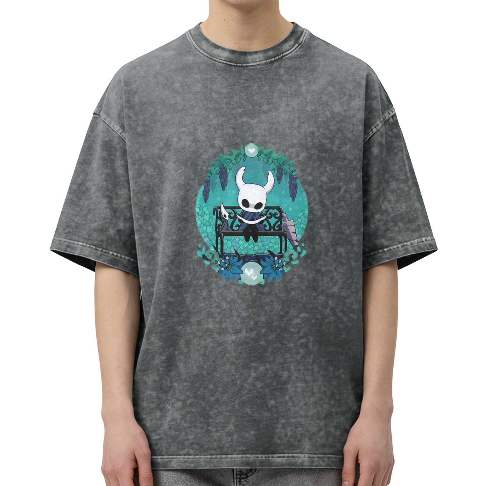 Hollow Knight Character Graphic Stonewashed Black T-Shirt