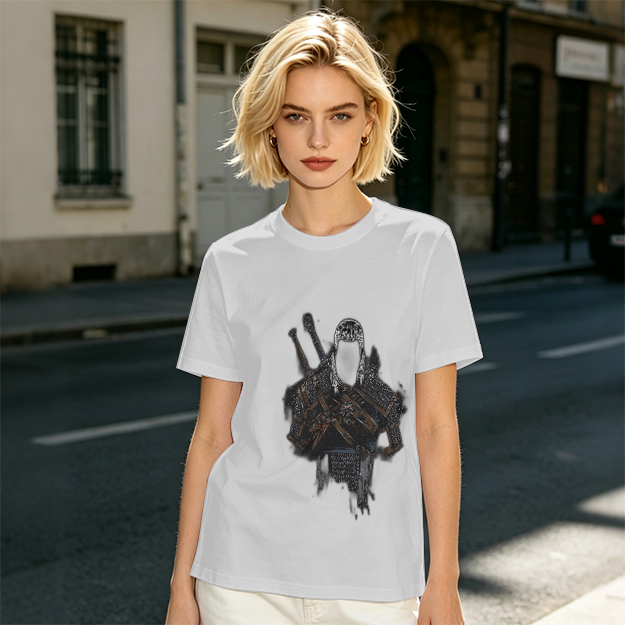 Olive Green T-Shirt With Witcher Inspired Armor Print