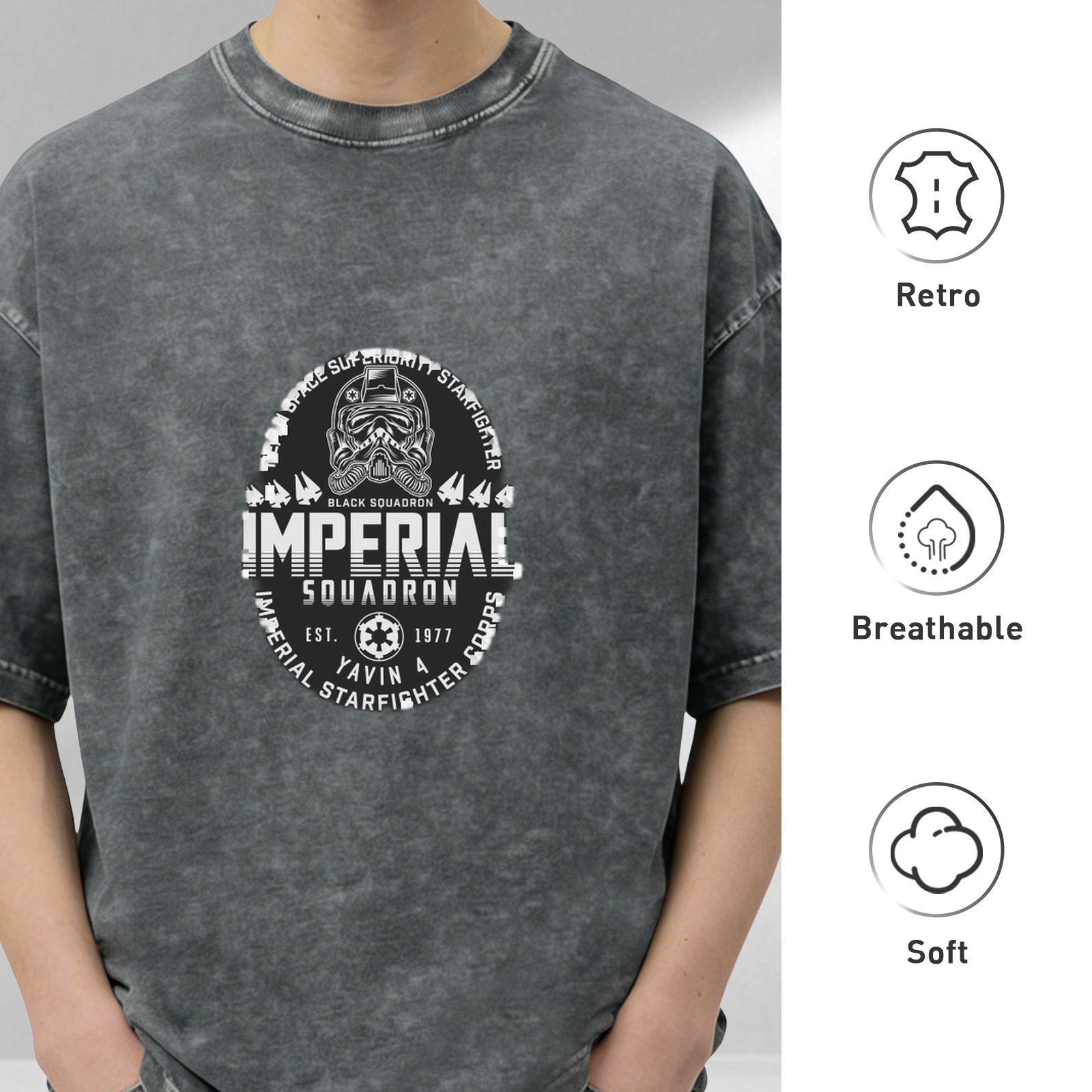 Washed Black Star Wars Imperial Squadron Graphic T-Shirt