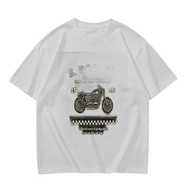 Olive Motorcycle Graphic T-Shirt With 1949 Checkered Print