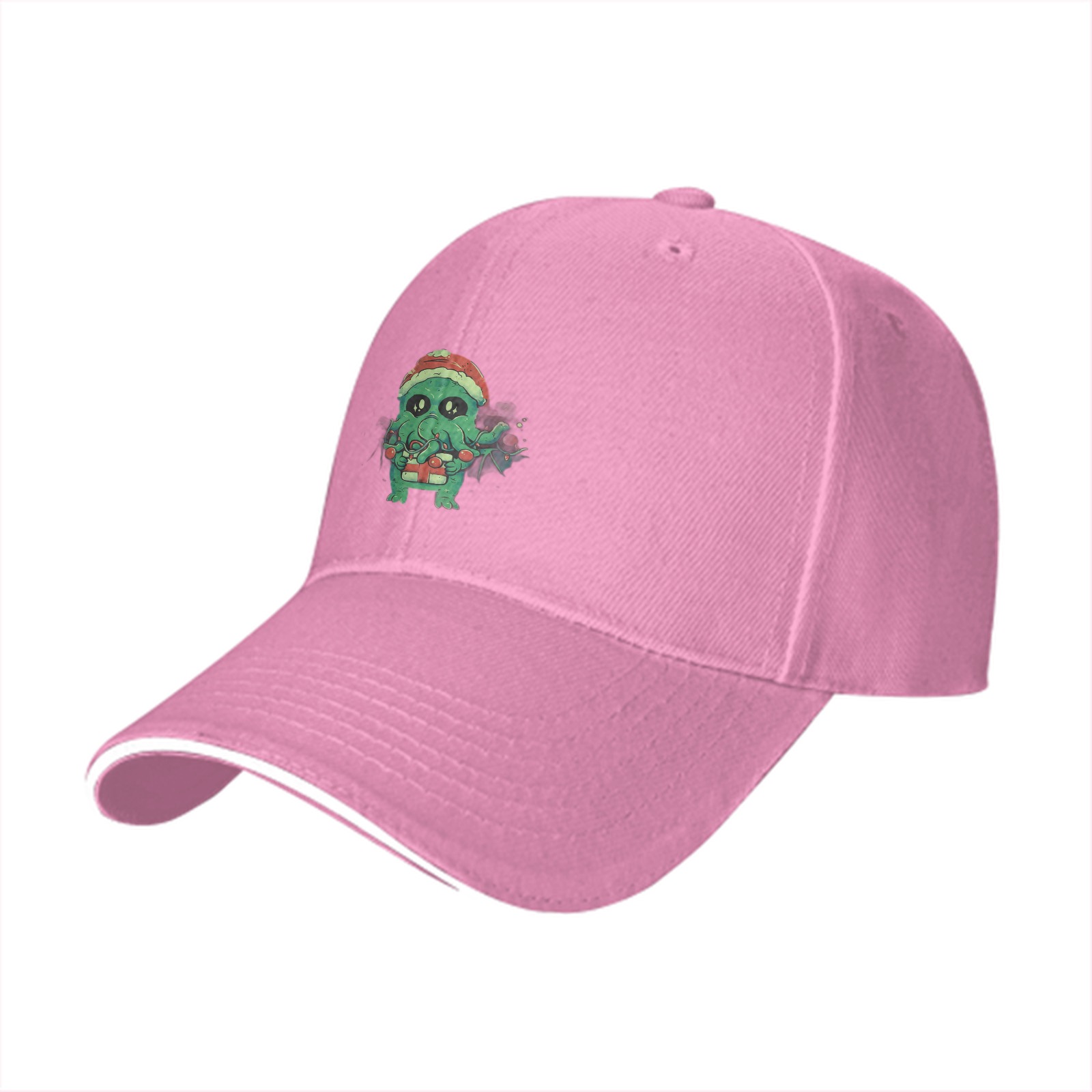 Black Baseball Cap With Cute Christmas Cthulhu Graphic
