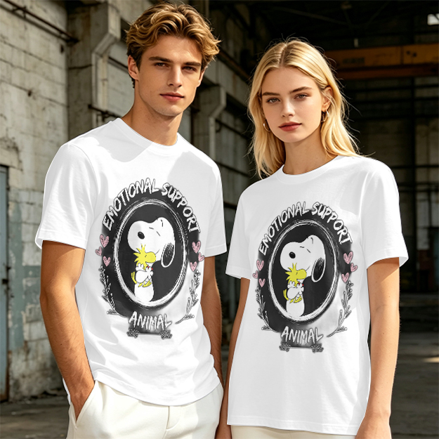 Snoopy and Woodstock Emotional Support Animal Graphic T-Shirt