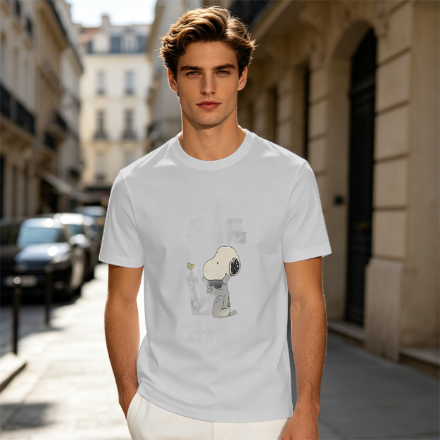 Olive Green T-Shirt With Snoopy Graphic Print