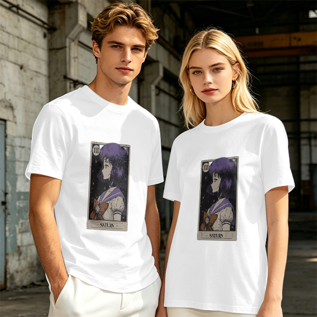 Olive T-Shirt with Sailor Saturn Anime Tarot Print