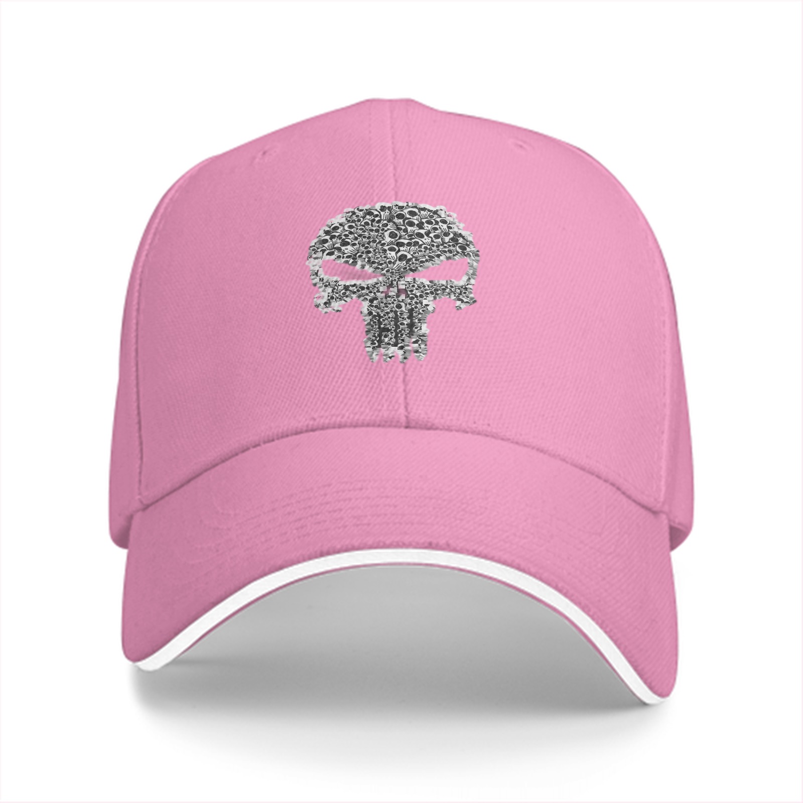 Black Baseball Cap With Textured Skull Emblem