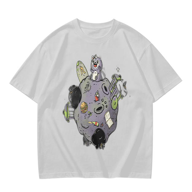 Olive Green T-Shirt With Space Raccoon On Asteroid Graphic