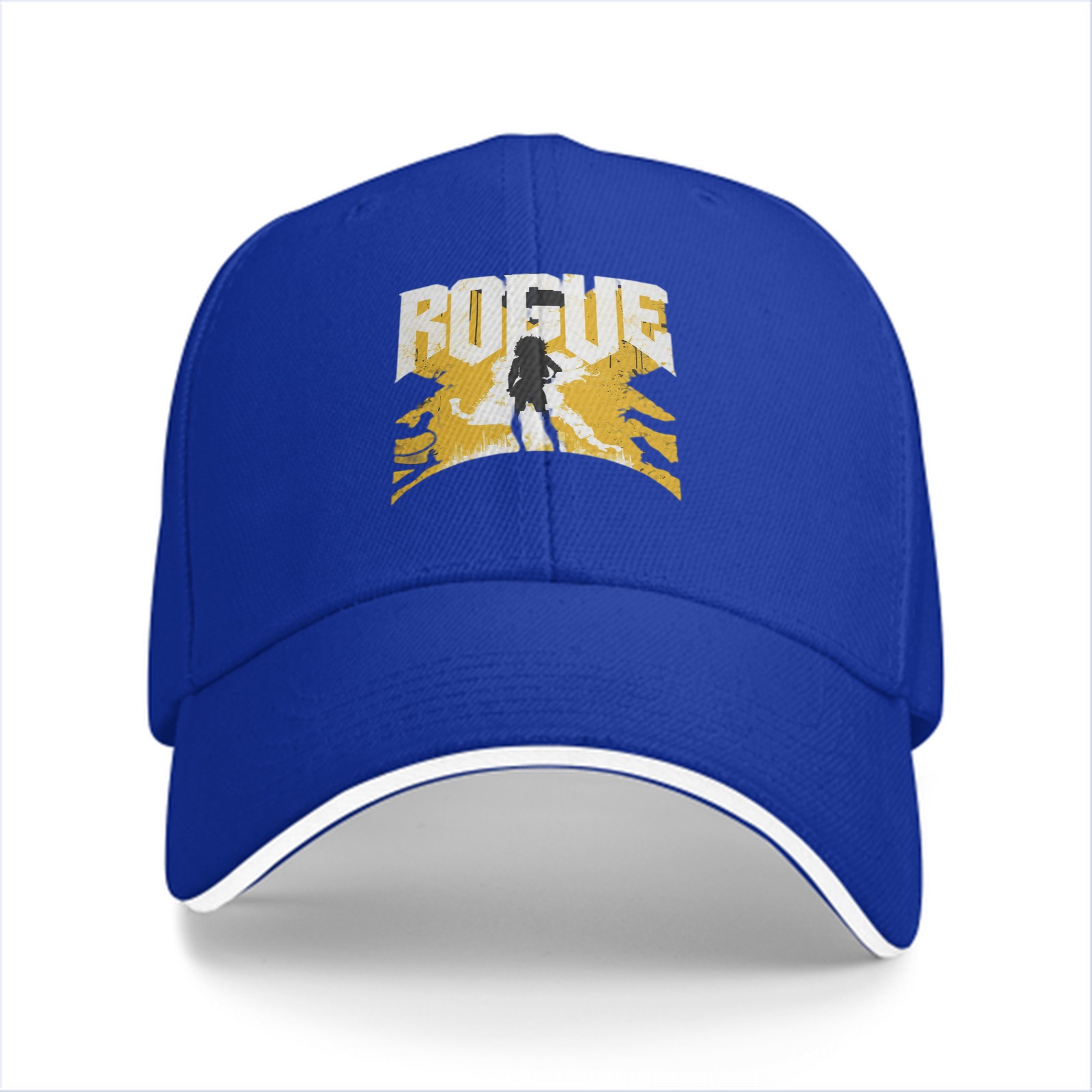 Black baseball cap with ROGUE text and silhouette graphic