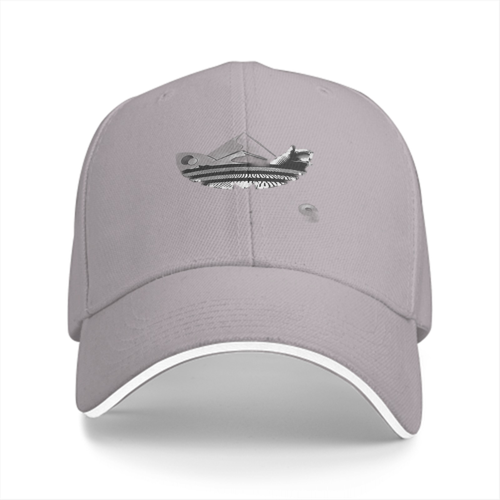 Black baseball cap with piano graphic print