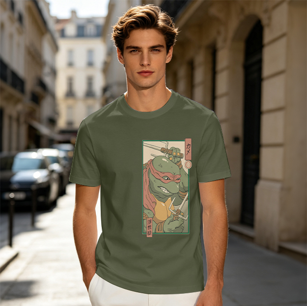 Olive T-shirt with Raphael Teenage Mutant Ninja Turtles Graphic