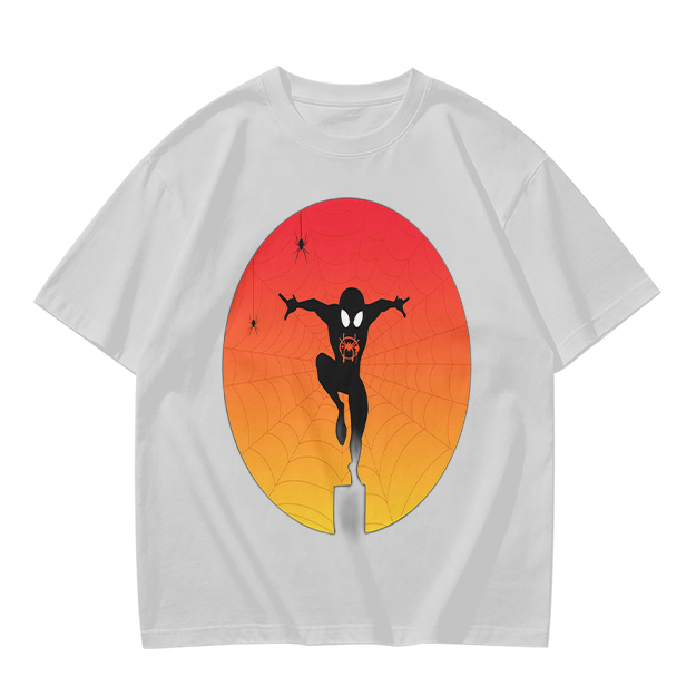 Olive T-Shirt with Spider-Man Silhouette Sunset Graphic