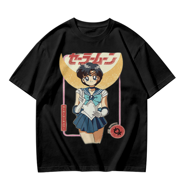 Olive T-shirt with Sailor Mercury anime graphic print