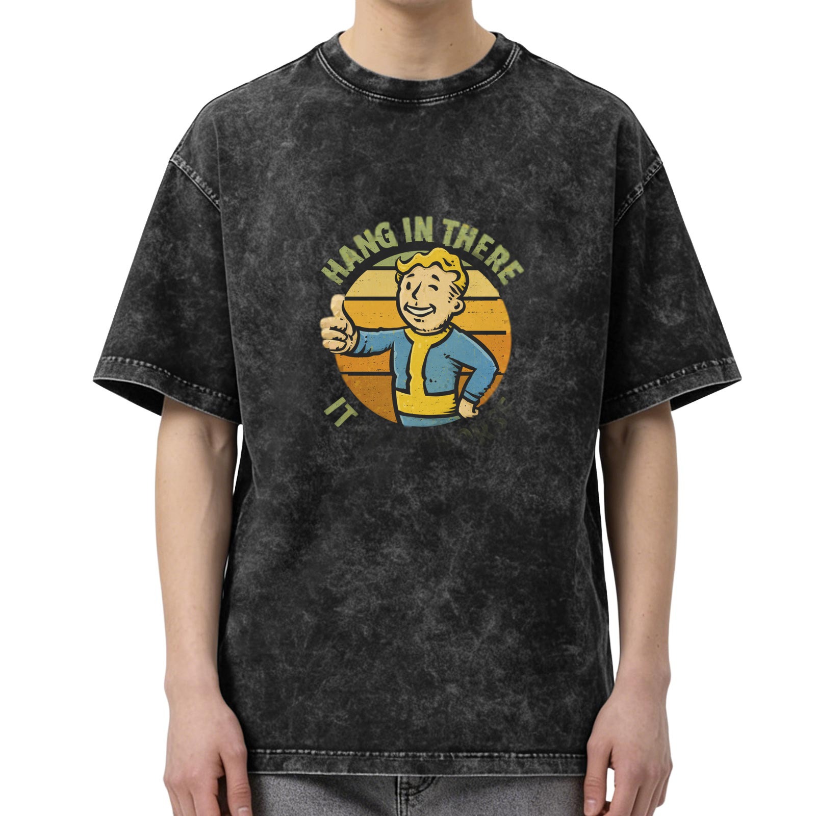 Fallout Vault Boy 'Hang In There' Vintage Wash Graphic T-Shirt