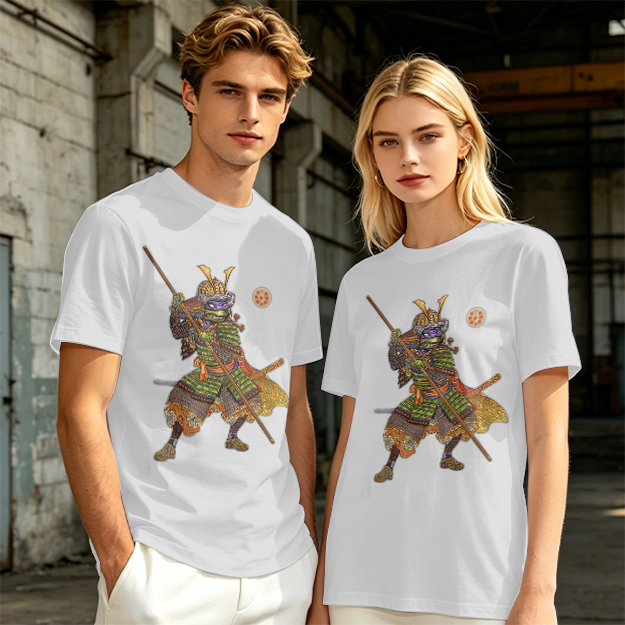 Olive T-Shirt Featuring Samurai Teenage Mutant Ninja Turtle Art
