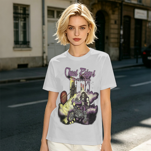Olive Graphic T-Shirt with Chaos Reigns Biker Artwork