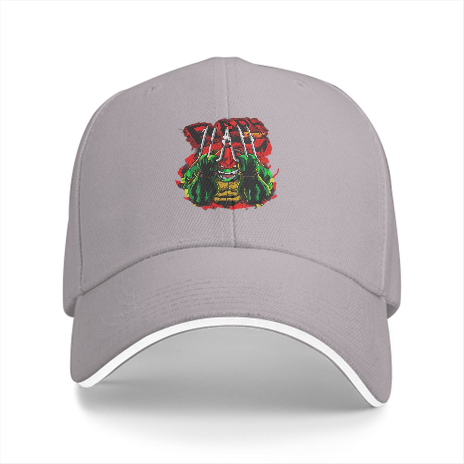 Black Baseball Cap With Ninja Turtle Graphic Print