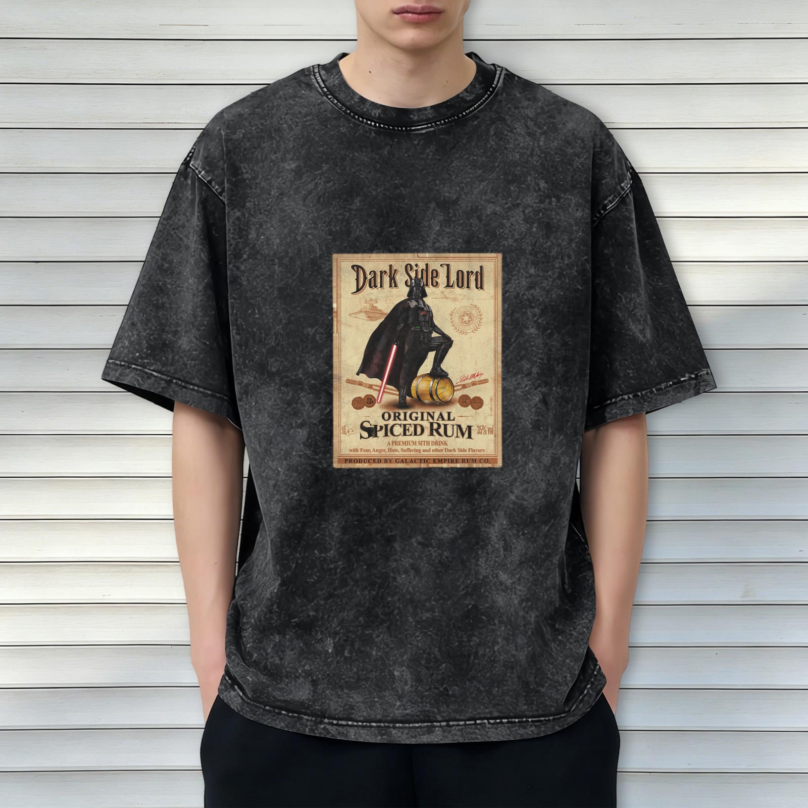 Dark Side Lord Spiced Rum Graphic Vintage Wash T-Shirt