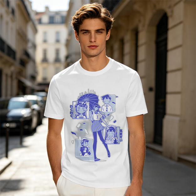 Anime Komi Can't Communicate Character Graphic Olive T-Shirt