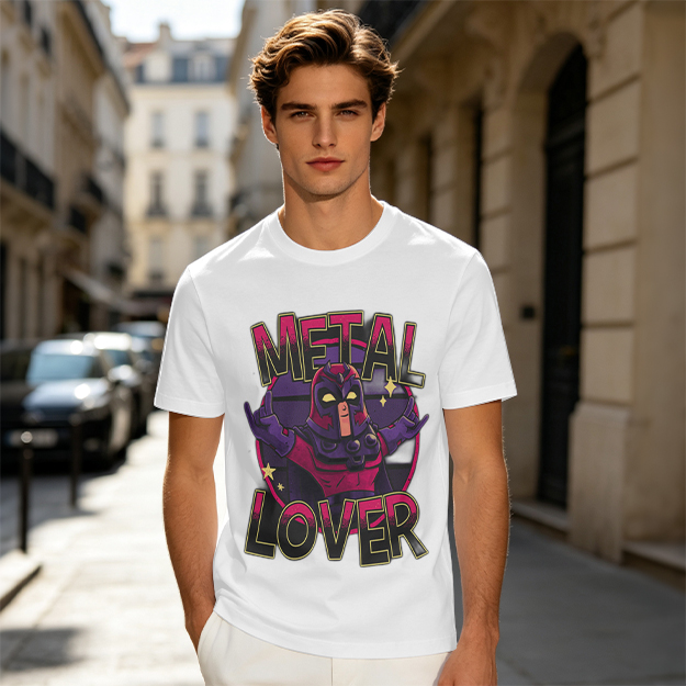 Olive Green T-Shirt with Metal Lover Super Villain Graphic