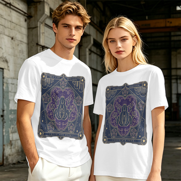 Olive T-Shirt with Mystical Frog Tarot-Style Graphic Print
