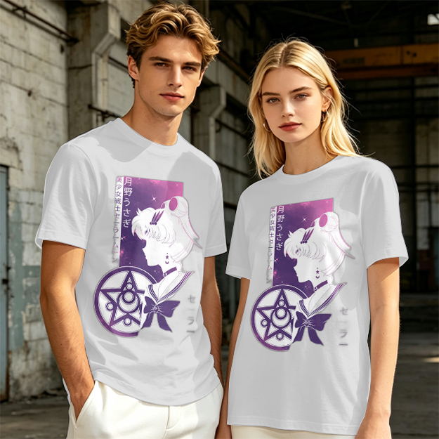 Olive T-shirt with Sailor Moon Anime Silhouette Graphic